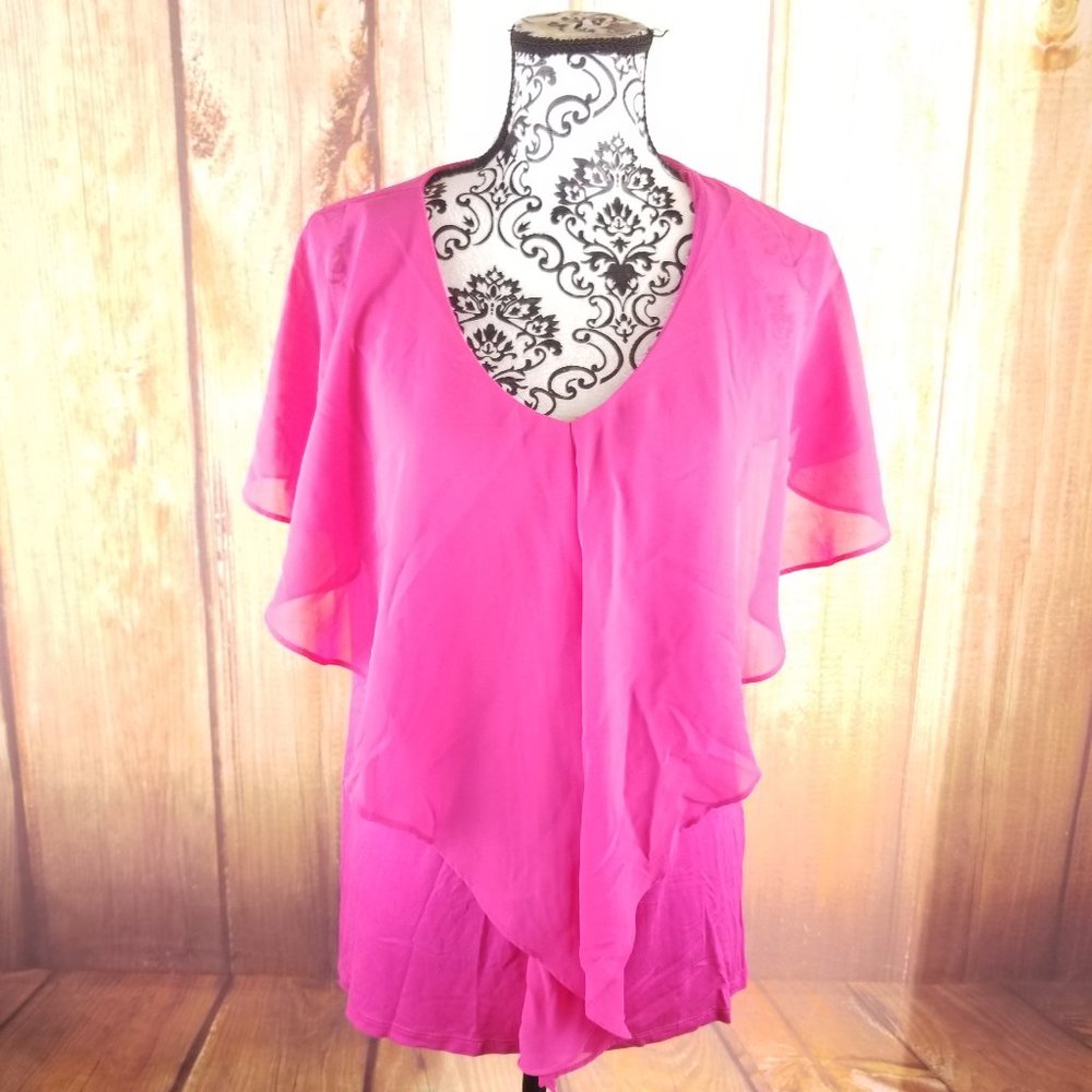 Melissa Paige Pink Sleeveless Top w/ Sheer Drape